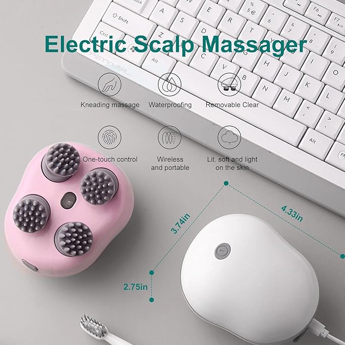 Gadgetshor Rechargeable Scalp Massager – 3-Speed Head & Body Massage Machine | Hair Growth & Stress Relief | Portable & Handheld (Random Color)