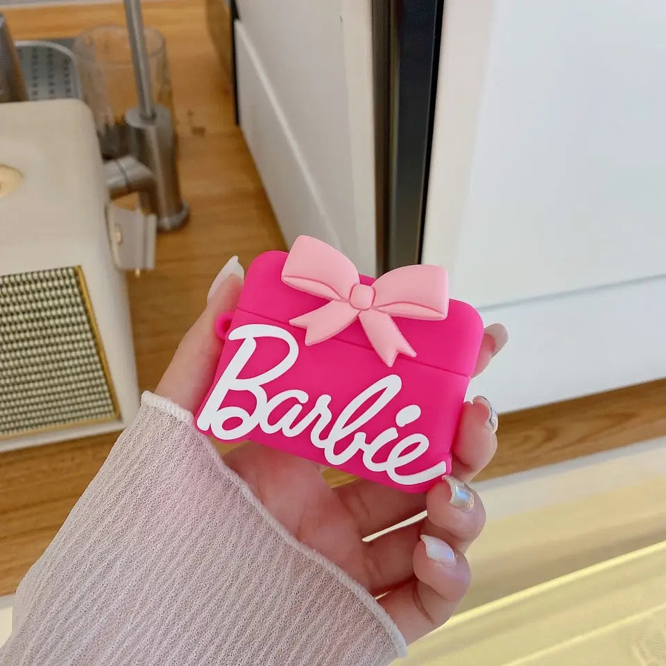 Gadgetshor 3D Silicone Airpods Case Pink Barbie Bow Series