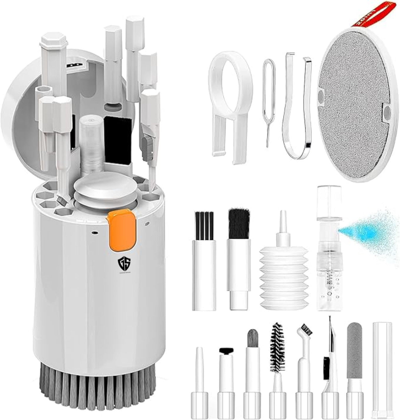 Gadgetshor 20-in-1 Multipurpose Cleaning Kit | Universal Cleaner for Smartphones, Laptops, Keyboards, Monitors, Earbuds, Cameras, and More | Microfiber Cloth, Spray Cleaner & Dust Removal Tools