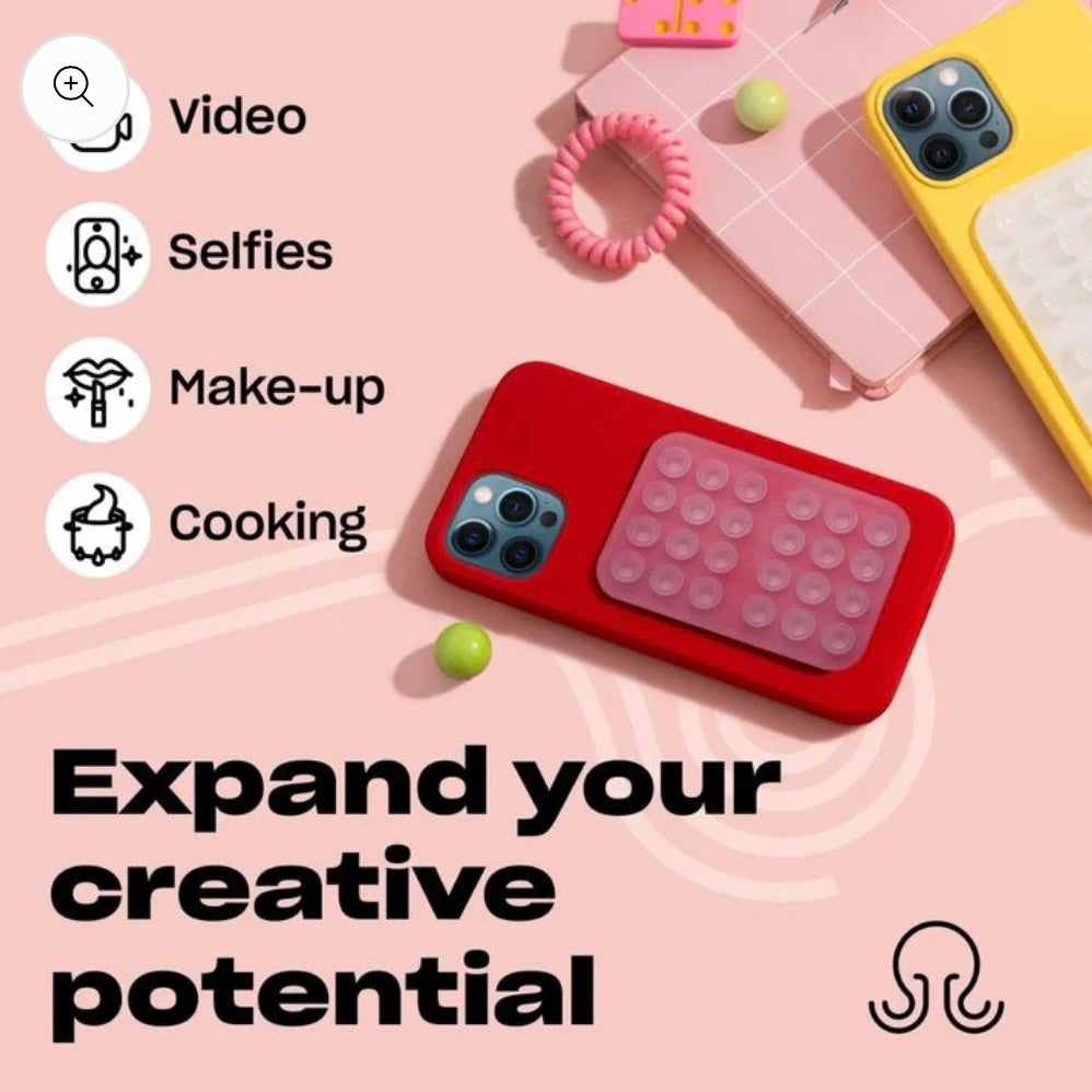 Gadgetshor Sticky Phone Stand Silicone Suction Phone Case Mount, Content Creator Essentials for Videos