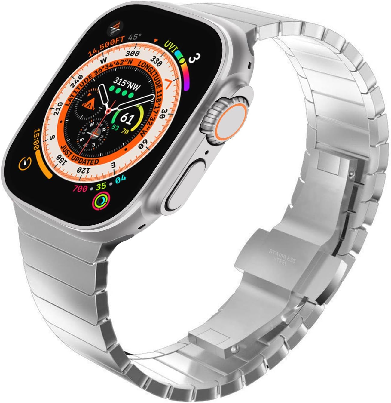 Gadgetshor Stainless Steel Strap with Apple Watch All Series (Watch Not Included)