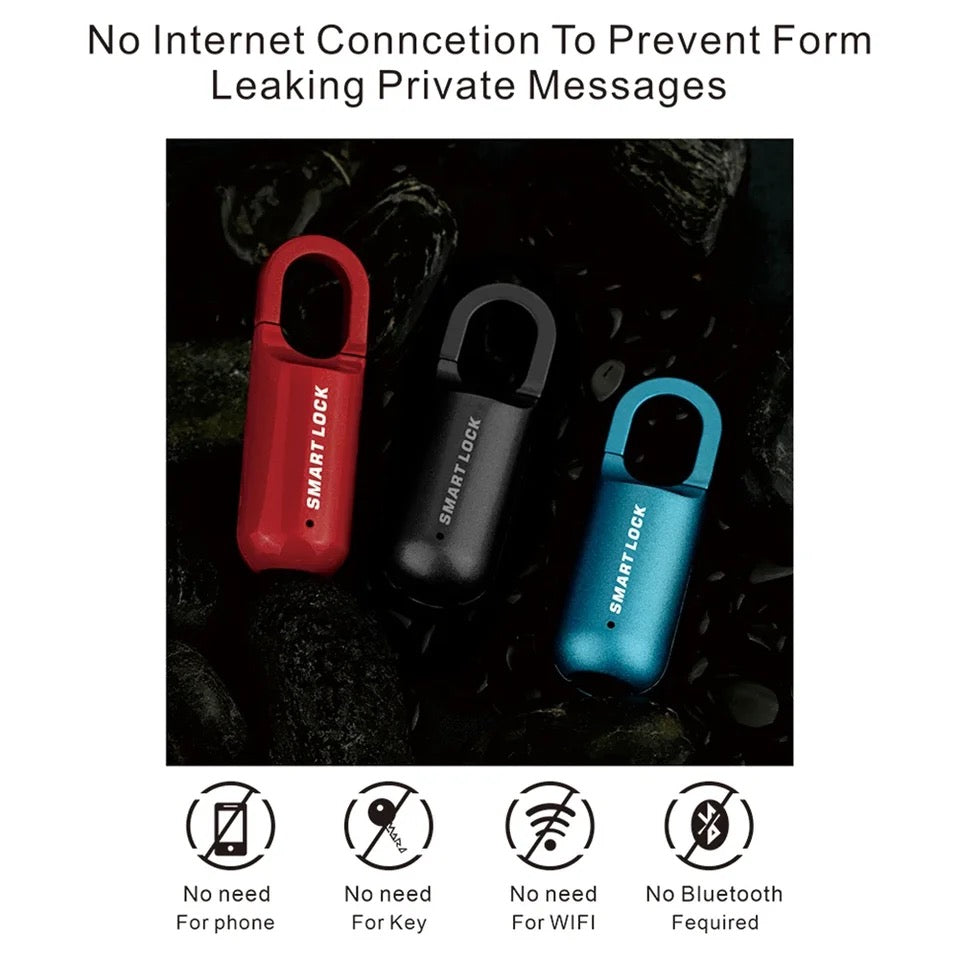 Gadgetshor Secure Fingerprint Padlock, Mini Padlock Fingerprint Lock, Long Standby Time USB Charge Keyless Padlock for Gym School Locker, House Door, Travel Luggage, Backpack (Pack of 1)
