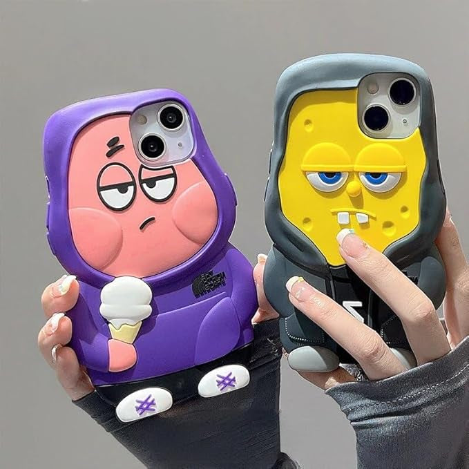 Gadgetshor 3D Silicone Patrik & Sponge-bob Cases for iPhone