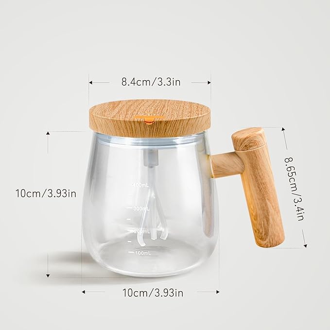 Gadgetshor Multipurpose Self Stirring Coffee Mug, Glass Electric Self Mixing Cup with Lid & Handle, 400ml Auto Self Stirring Cup to Stir Coffee, Mixed Milk, Powder