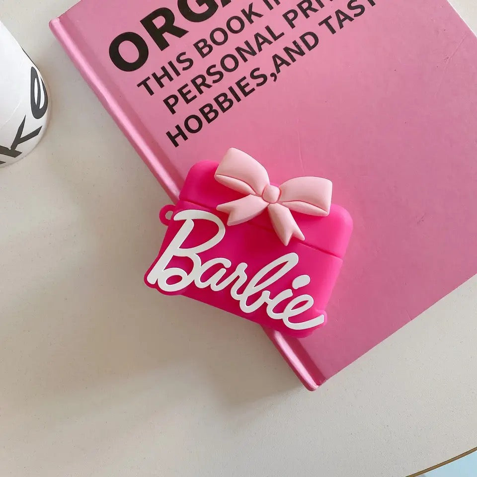 Gadgetshor 3D Silicone Airpods Case Pink Barbie Bow Series
