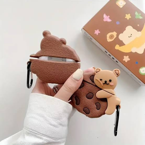 Gadgetshor 3D Silicone Airpods Case Cookie Bear Series