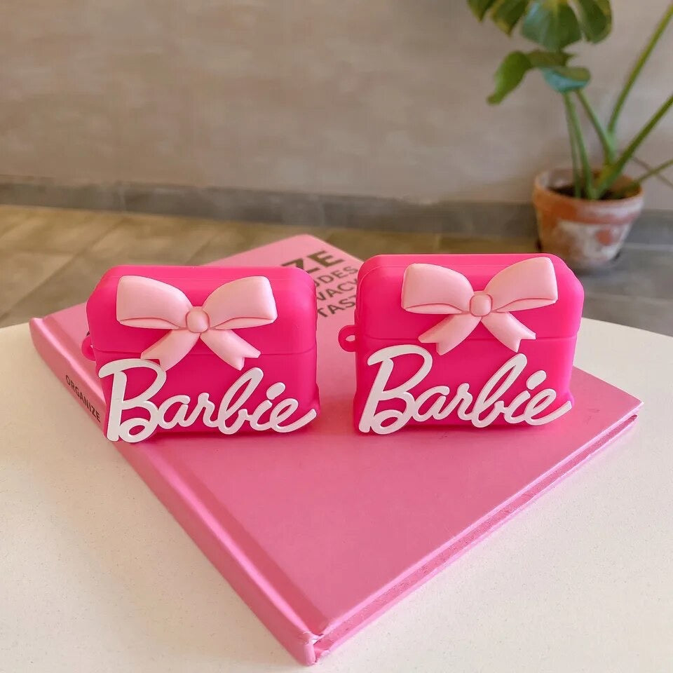 Gadgetshor 3D Silicone Airpods Case Pink Barbie Bow Series
