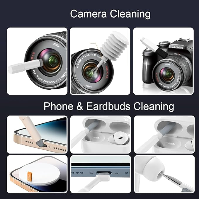 Gadgetshor 20-in-1 Multipurpose Cleaning Kit | Universal Cleaner for Smartphones, Laptops, Keyboards, Monitors, Earbuds, Cameras, and More | Microfiber Cloth, Spray Cleaner & Dust Removal Tools