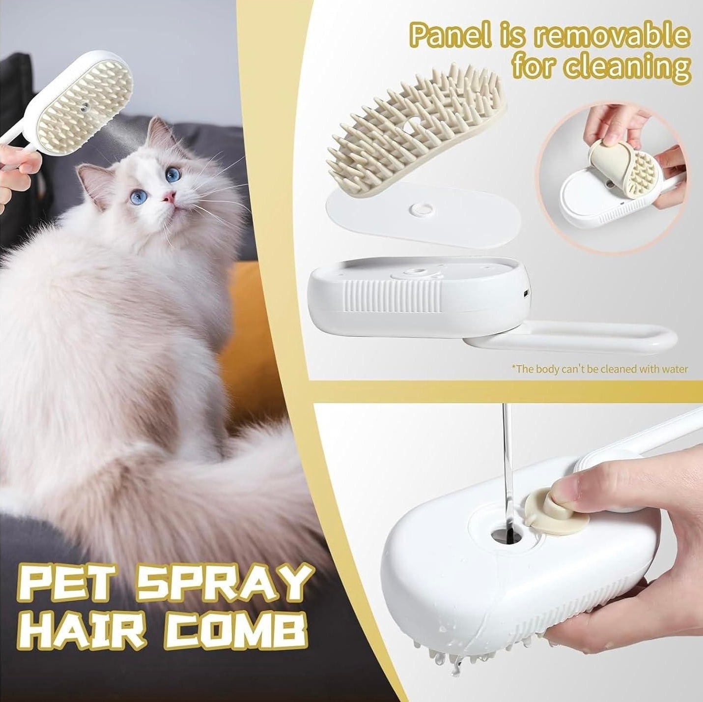 Gadgetshor 3 in 1 Pet Steam Grooming Brush for Dogs and Cats 🐈 🐕