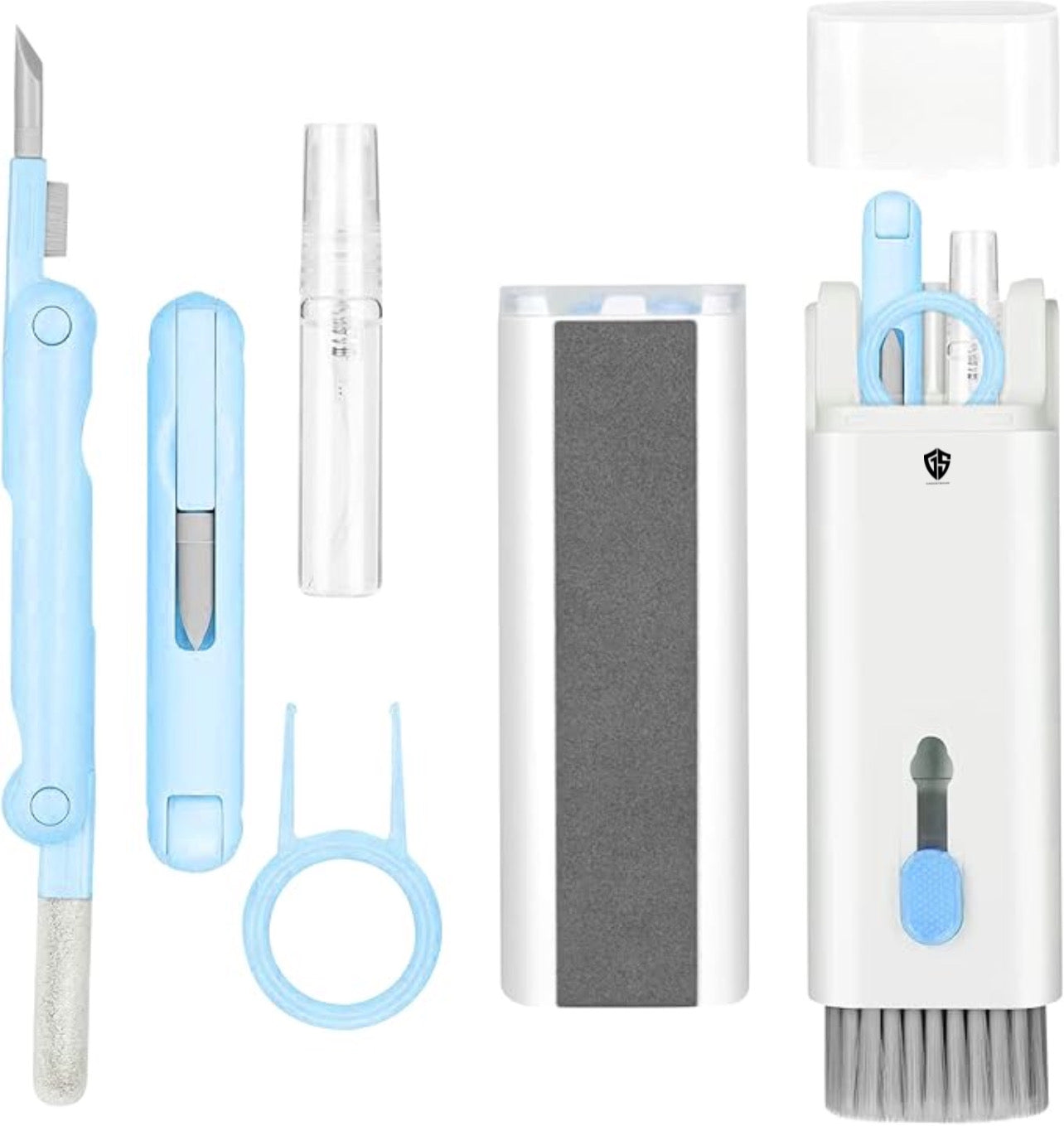 Gadgetshor 7-in-1 Multifunctional Electronic Cleaner Kit | Keyboard Cleaner Brush, Earbuds Cleaning Pen, Laptop & Phone Screen Cleaner, Key Puller, and Spray Bottle | Complete Cleaning Set for Electronics
