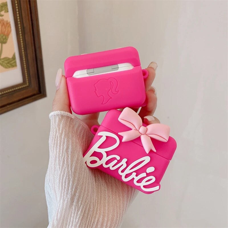 Gadgetshor 3D Silicone Airpods Case Pink Barbie Bow Series