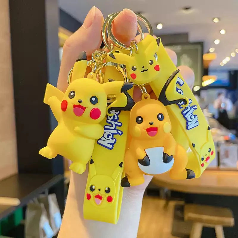 Gadgetshor Cute 3D Key Chain Pikachu Family