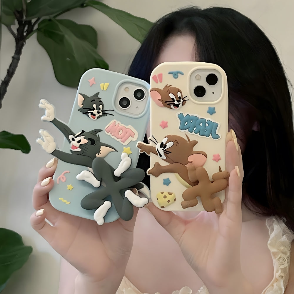Gadgetshor 3D Silicone Tom & Jerry Running Cartoon Cases for iPhone