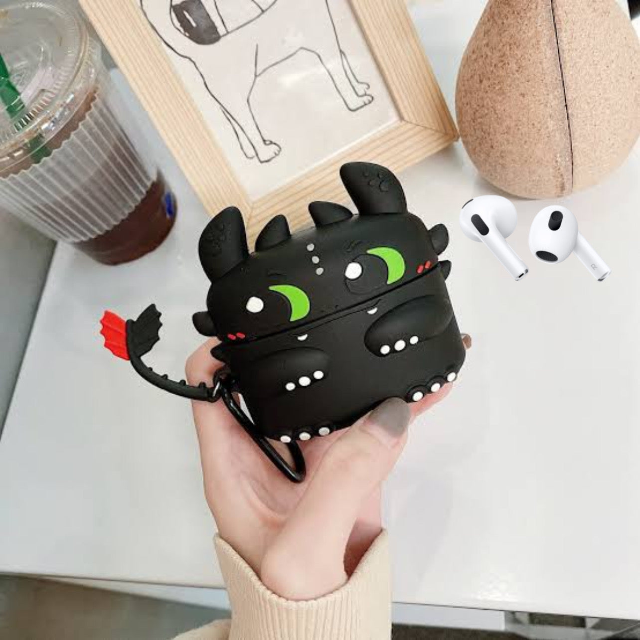 Gadgetshor 3D Silicone Airpods Case Toothless Dragon Series