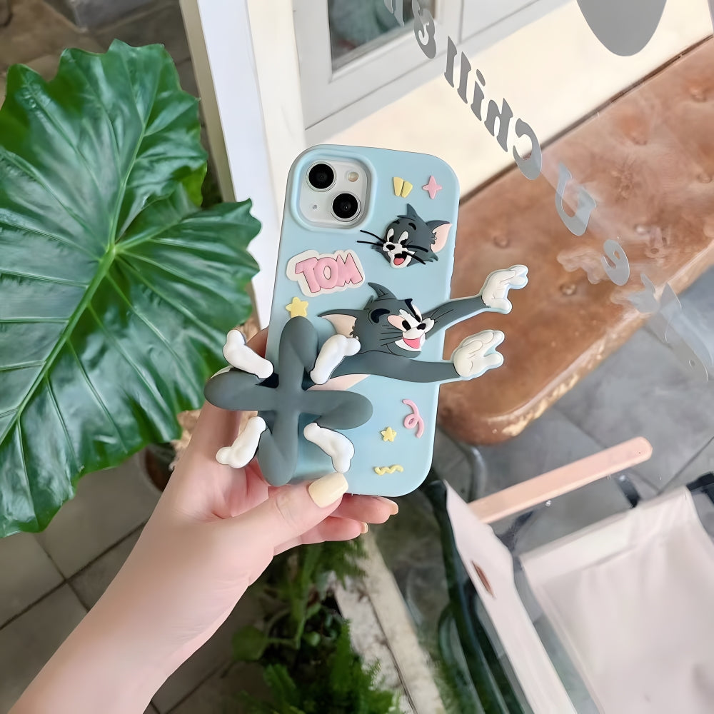 Gadgetshor 3D Silicone Tom & Jerry Running Cartoon Cases for iPhone