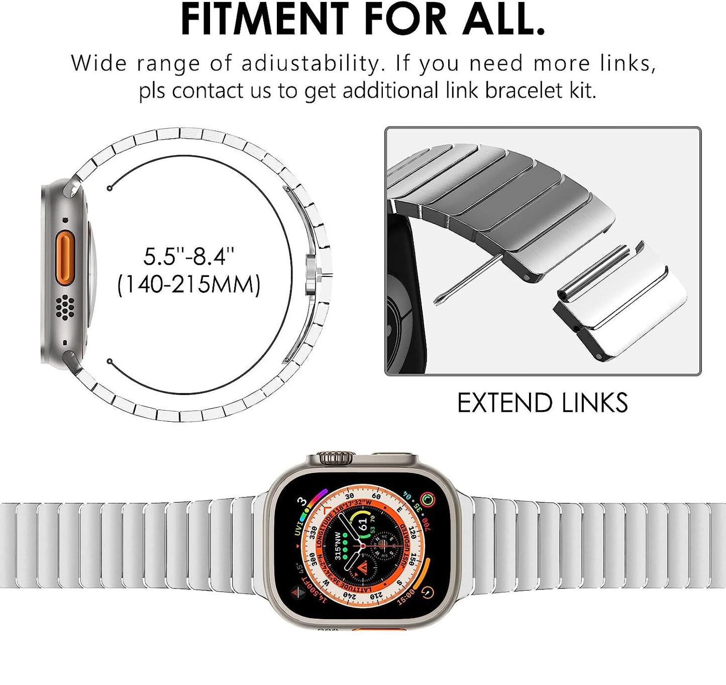Gadgetshor Stainless Steel Strap with Apple Watch All Series (Watch Not Included)