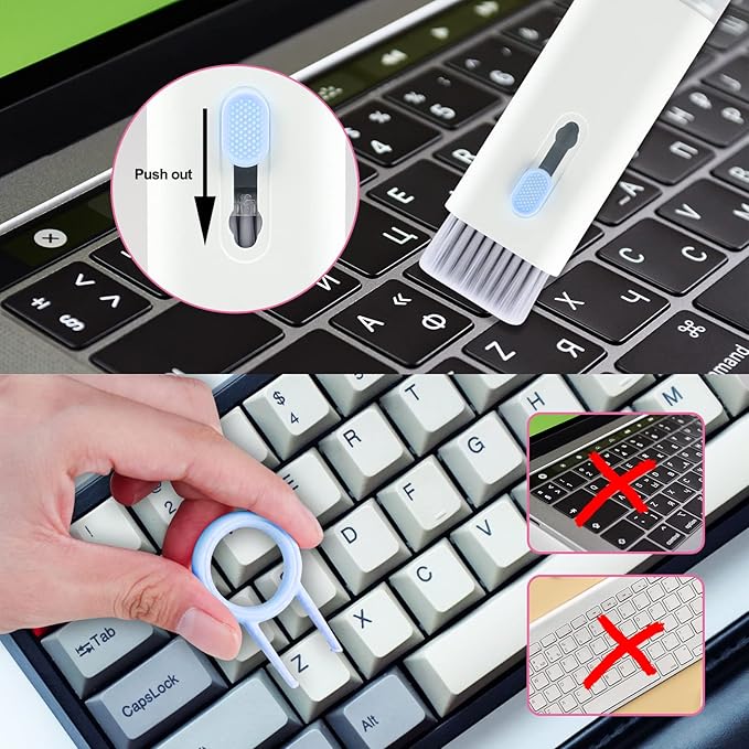 Gadgetshor 7-in-1 Multifunctional Electronic Cleaner Kit | Keyboard Cleaner Brush, Earbuds Cleaning Pen, Laptop & Phone Screen Cleaner, Key Puller, and Spray Bottle | Complete Cleaning Set for Electronics