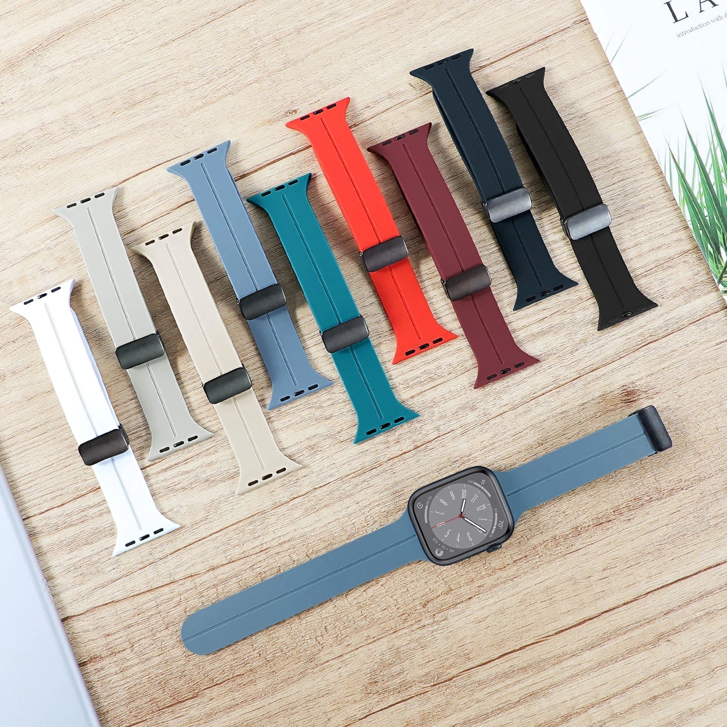 Gadgetshor Silicone Magnetic Strap Compatible with Apple Watch All Series (Watch Not Included)