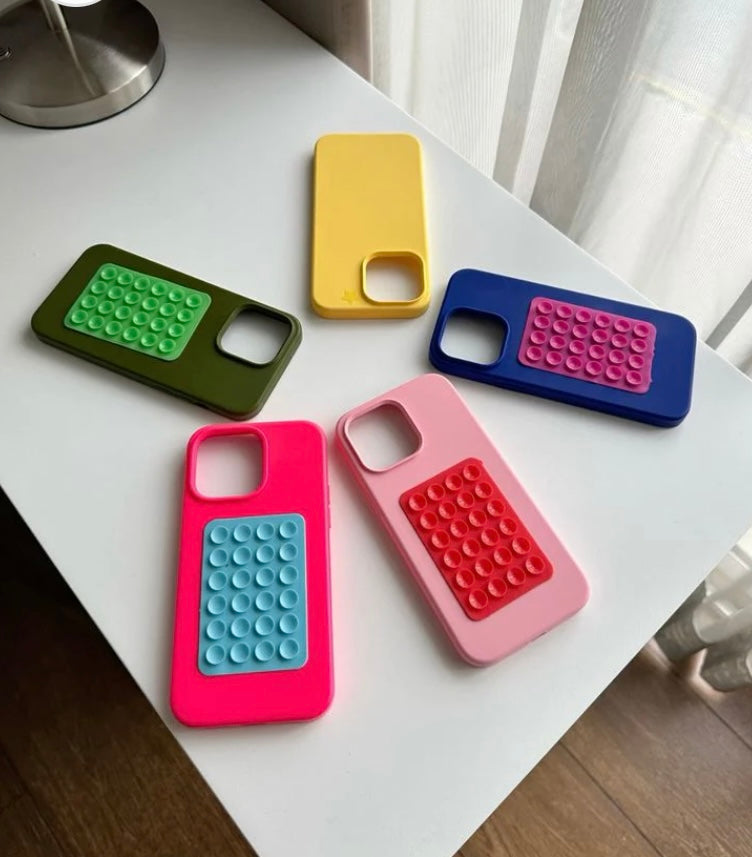 Gadgetshor Sticky Phone Stand Silicone Suction Phone Case Mount, Content Creator Essentials for Videos