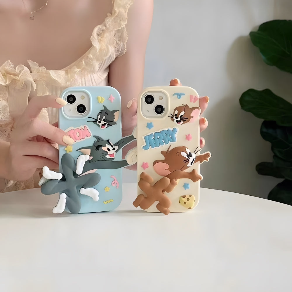 Gadgetshor 3D Silicone Tom & Jerry Running Cartoon Cases for iPhone