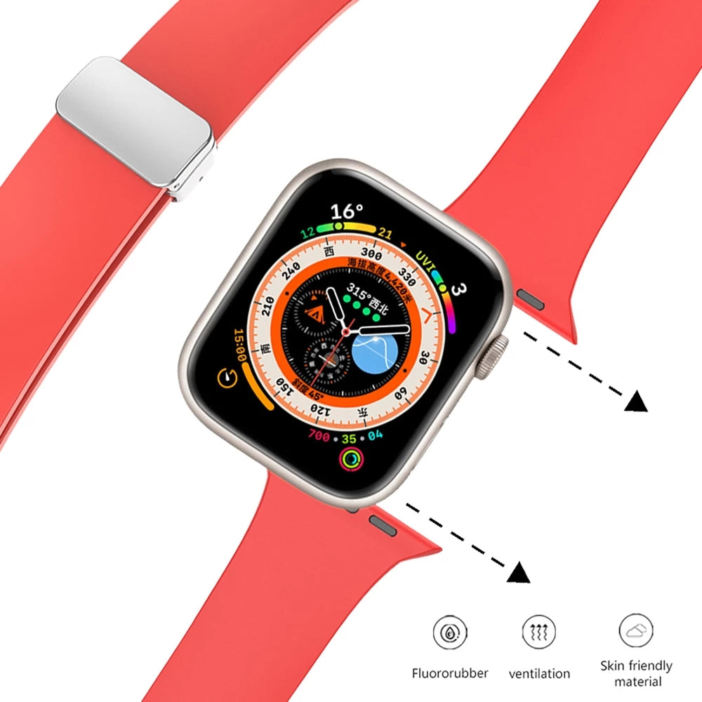 Gadgetshor Silicone Magnetic Strap Compatible with Apple Watch All Series (Watch Not Included)