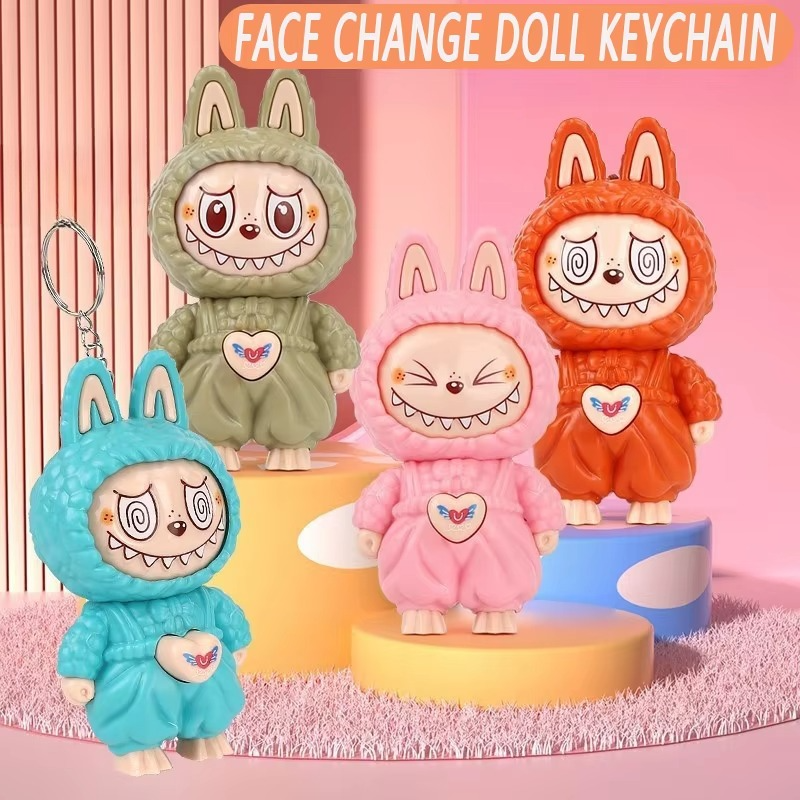 Labubu Flip Keychain – 1 Character, 3 Cute Expressions! 😍🔄 ( Pack of 1 )
