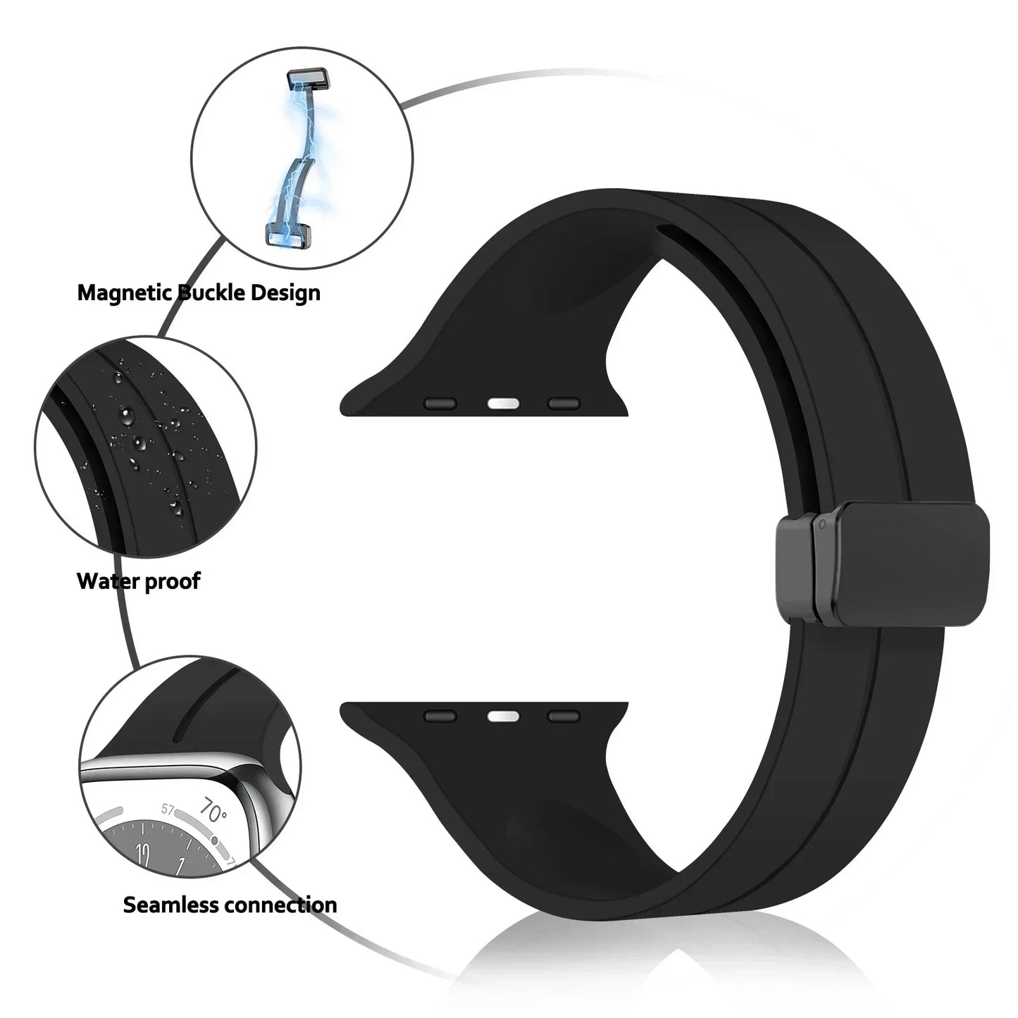 Gadgetshor Silicone Magnetic Strap Compatible with Apple Watch All Series (Watch Not Included)