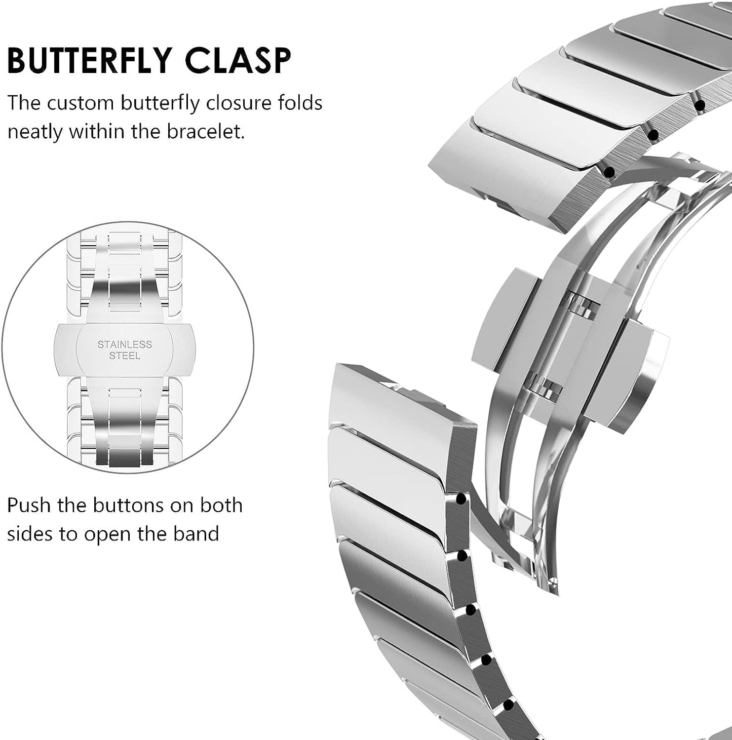 Gadgetshor Stainless Steel Strap with Apple Watch All Series (Watch Not Included)