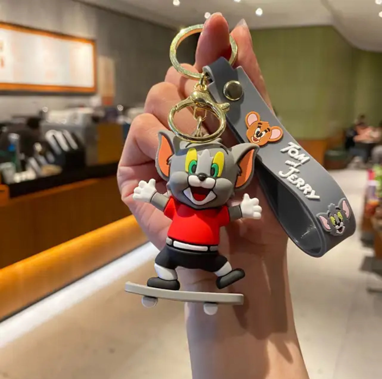 Gadgetshor Cute 3D Key Chain Tom & Jerry Skate Board