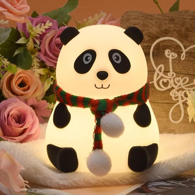 Gadgetshor Cute Panda Night Lamp | Touch Silicone Lamp with 7-Color Changing LED | USB Rechargeable & Kid-Friendly | Cute Bedroom Light & Birthday Gift 🐼