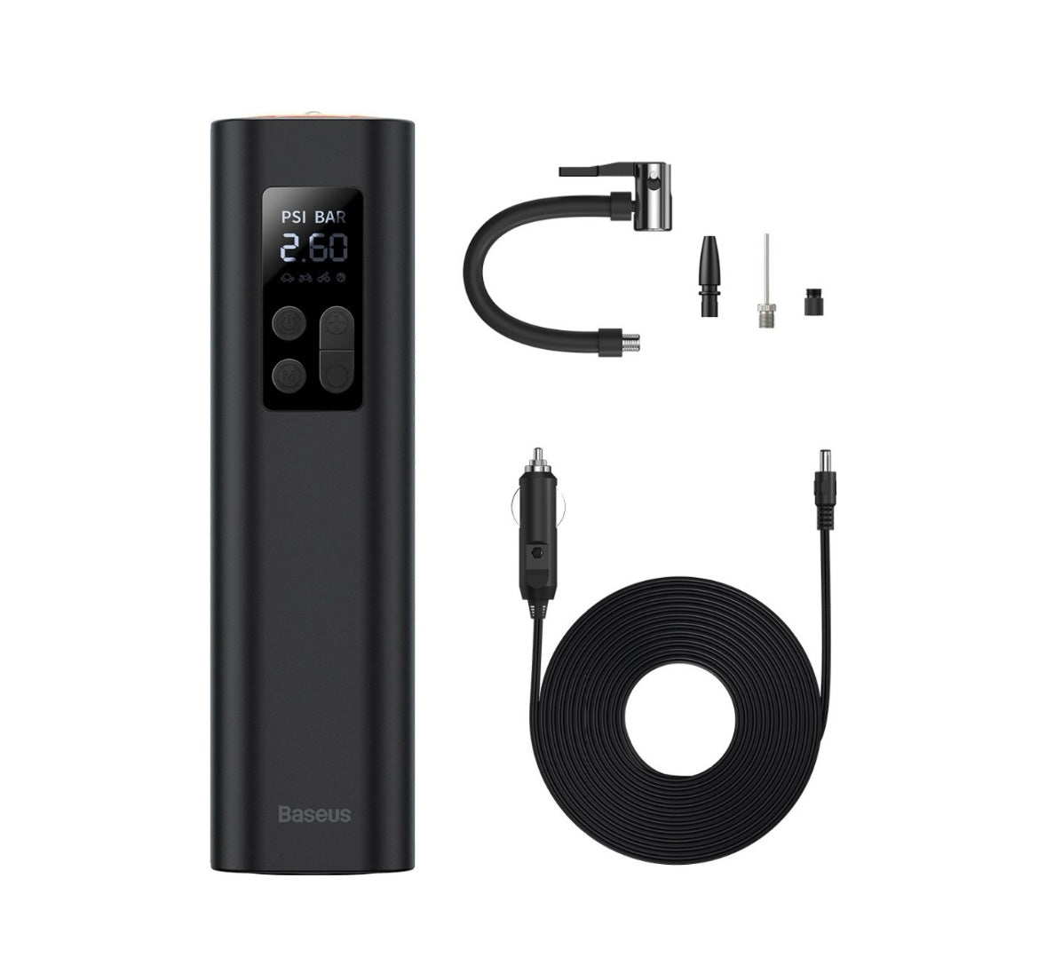 Gadgetshor Baseus Mini Car Compressor Air Pump Tyre Inflator Portable for Cigarette Lighter Socket Black