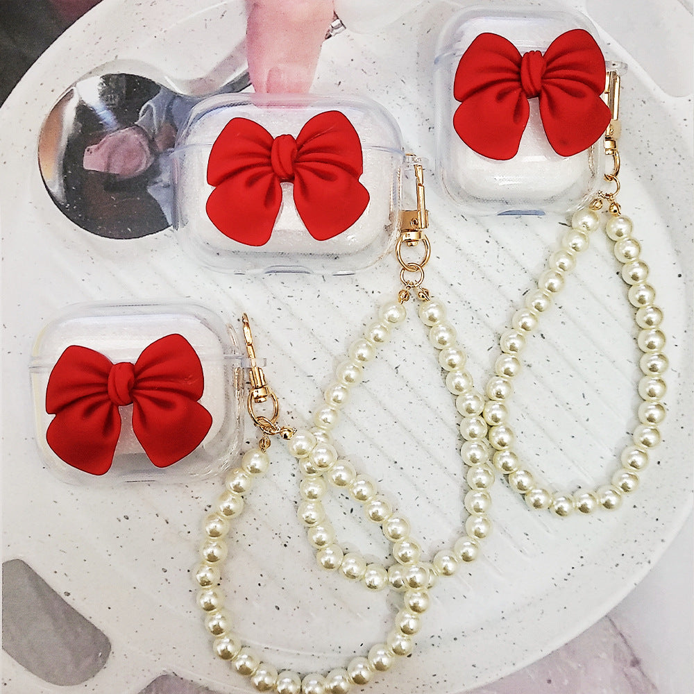 Gadgetshor Cute Clear Bow Case with Hanging Charm