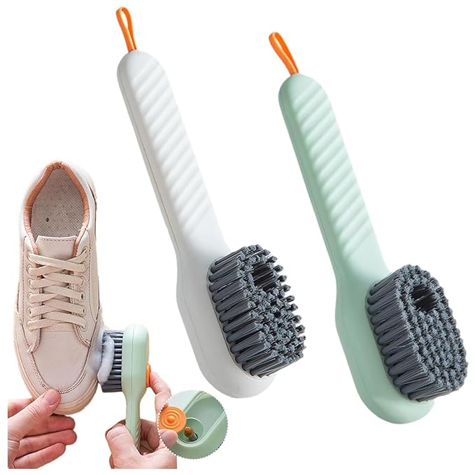 Gadgetshor Multipurpose Soap Dispensing Cleaning Brush with Handle – Reusable Scrubbing Brush for Shoes, Clothes & Household Cleaning 🧽🧼