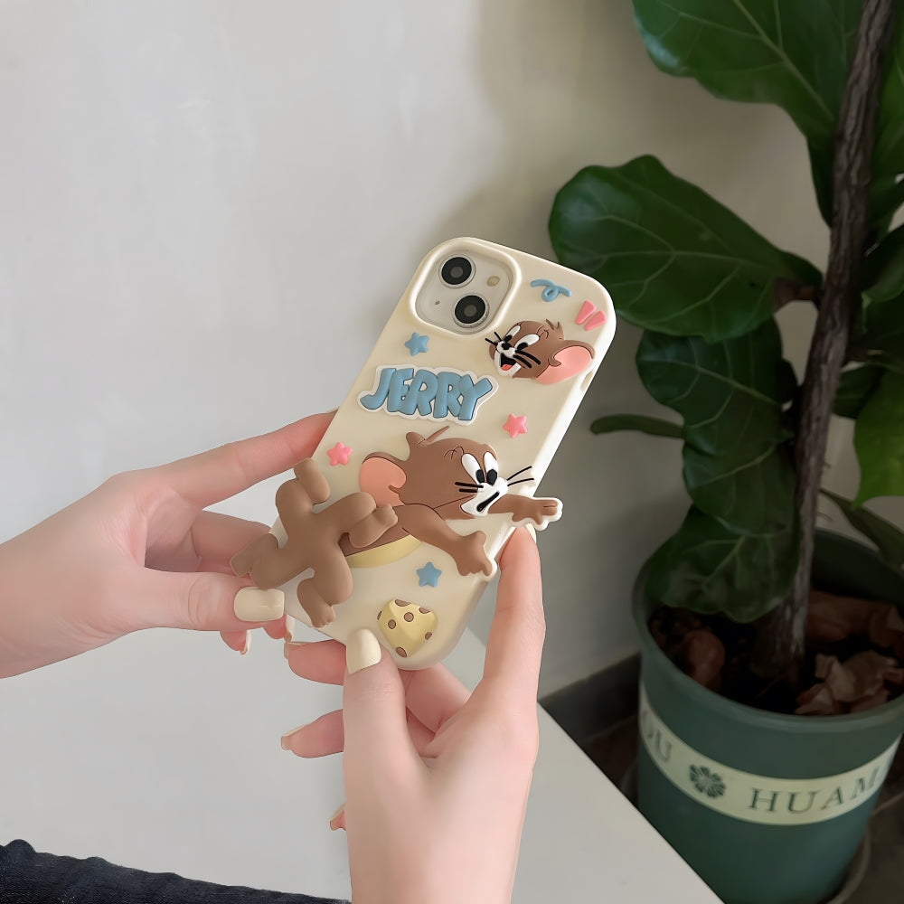 Gadgetshor 3D Silicone Tom & Jerry Running Cartoon Cases for iPhone