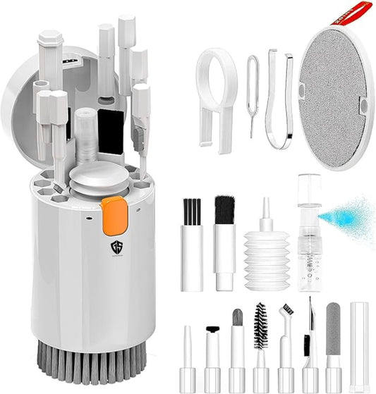 Gadgetshor 20-in-1 Multipurpose Cleaning Kit | Universal Cleaner for Smartphones, Laptops, Keyboards, Monitors, Earbuds, Cameras, and More | Microfiber Cloth, Spray Cleaner & Dust Removal Tools