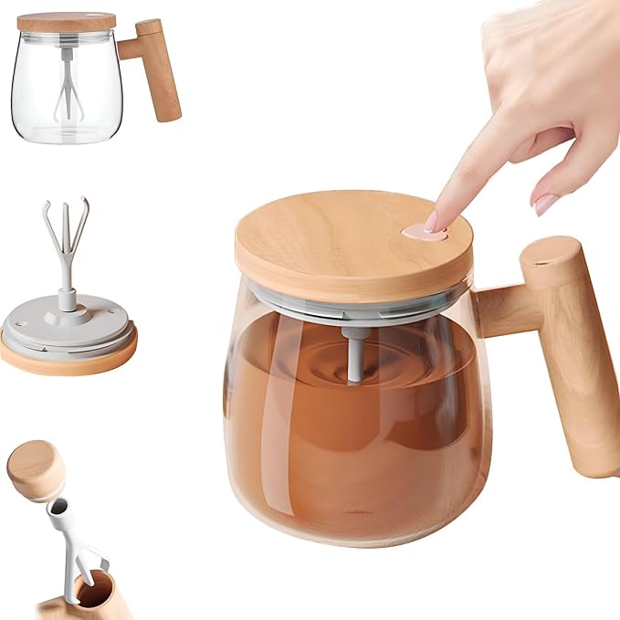 Gadgetshor Multipurpose Self Stirring Coffee Mug, Glass Electric Self Mixing Cup with Lid & Handle, 400ml Auto Self Stirring Cup to Stir Coffee, Mixed Milk, Powder
