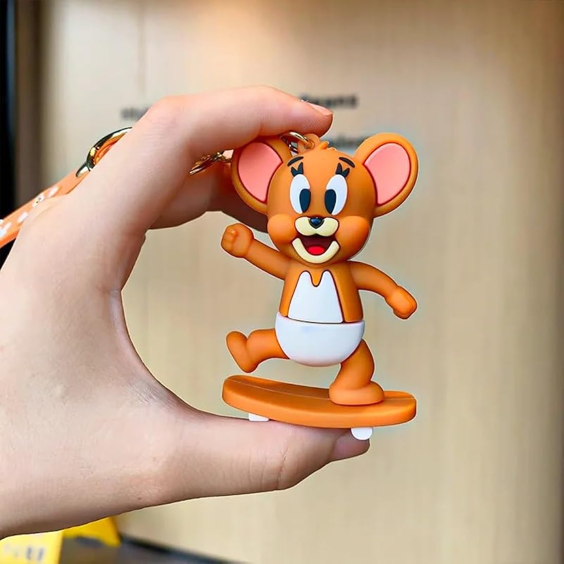 Gadgetshor Cute 3D Key Chain Tom & Jerry Skate Board