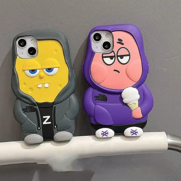 Gadgetshor 3D Silicone Patrik & Sponge-bob Cases for iPhone