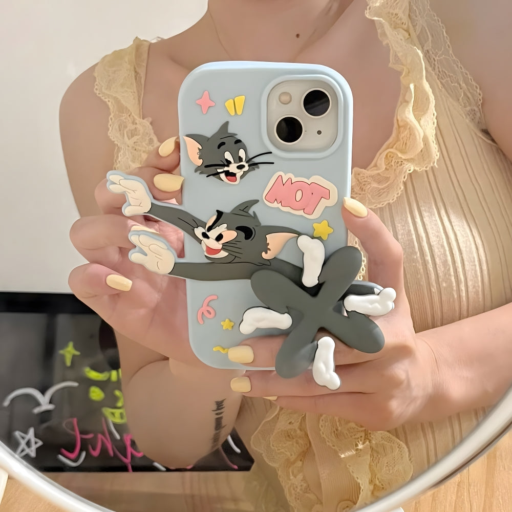 Gadgetshor 3D Silicone Tom & Jerry Running Cartoon Cases for iPhone