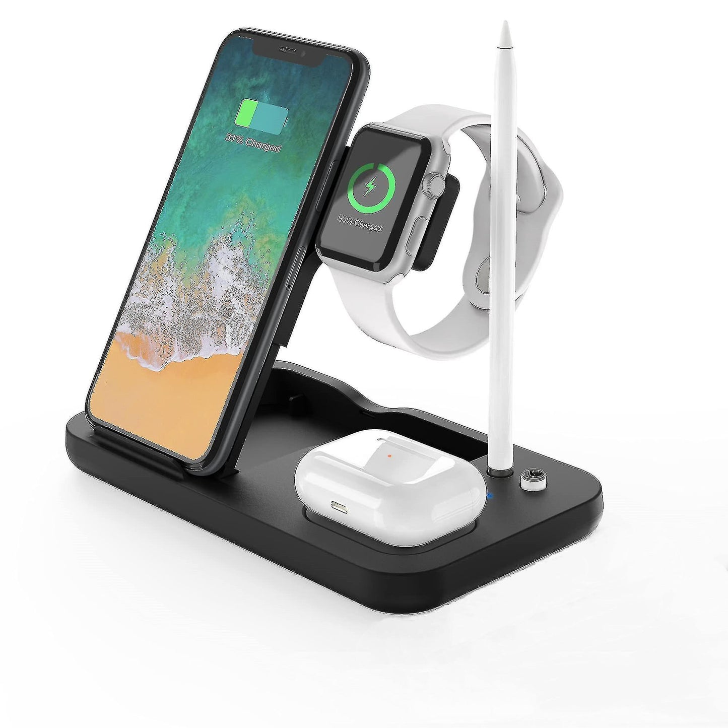 GADGETSHOR 4 in 1 Wireless Foldable Fast Charger with Wirless Charging for iPhone, Airpods & iWatch