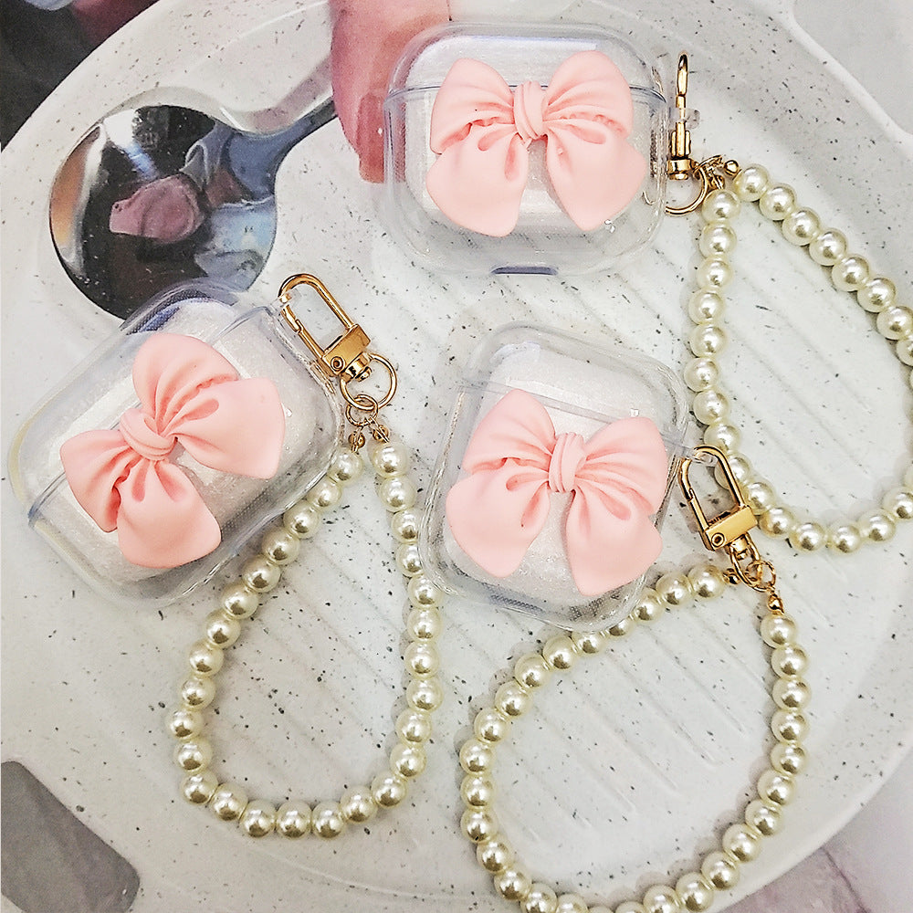Gadgetshor Cute Clear Bow Case with Hanging Charm