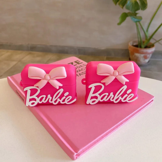 Gadgetshor 3D Silicone Airpods Case Pink Barbie Bow Series