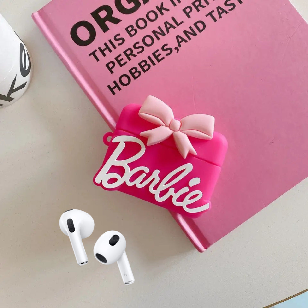 Gadgetshor 3D Silicone Airpods Case Pink Barbie Bow Series