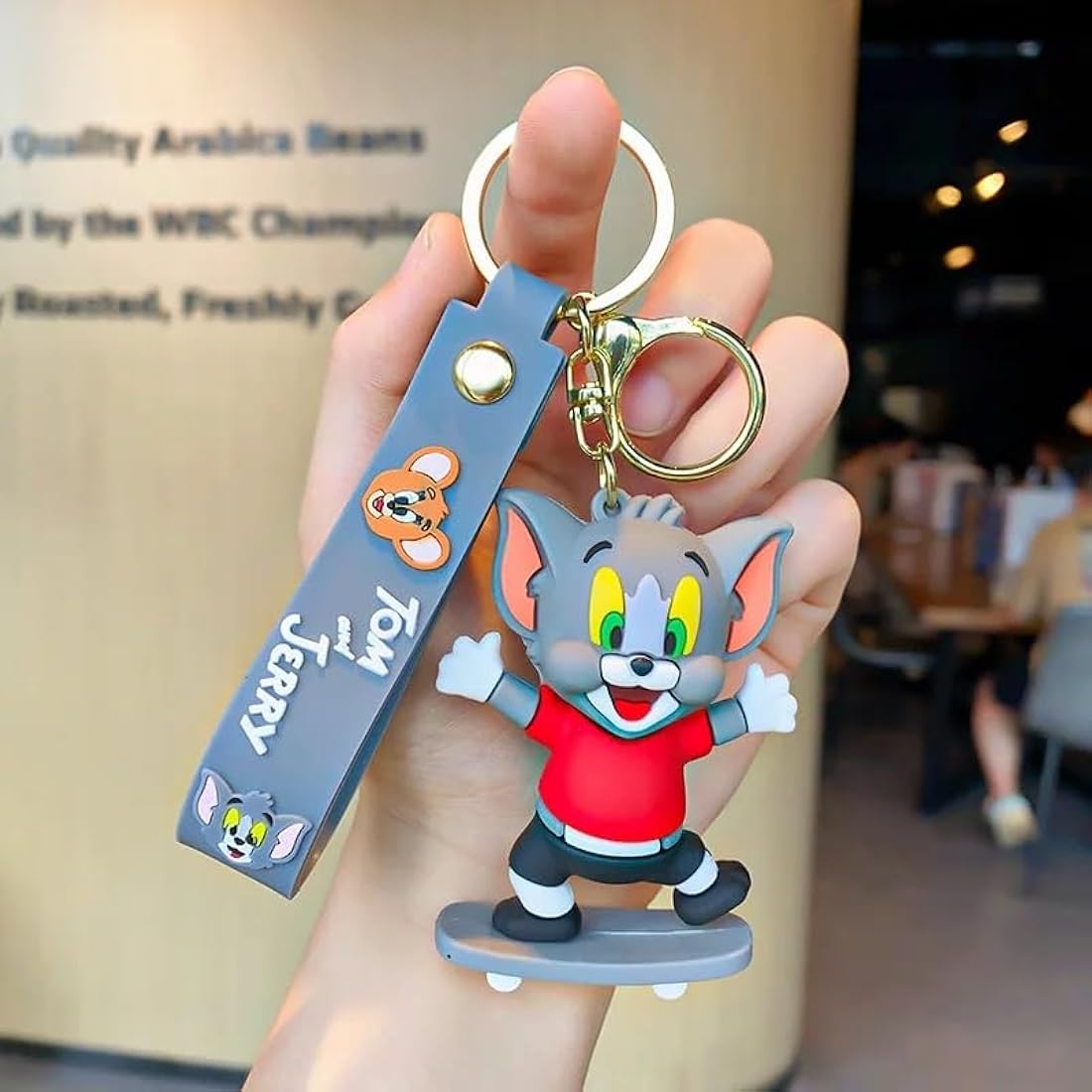 Gadgetshor Cute 3D Key Chain Tom & Jerry Skate Board