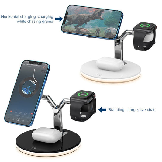 GADGETSHOR 3 in 1 Wireless Foldable Fast Charger with RGB Light Wirless Charging for iPhone, Airpods & iWatch