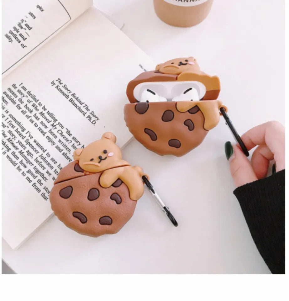 Gadgetshor 3D Silicone Airpods Case Cookie Bear Series