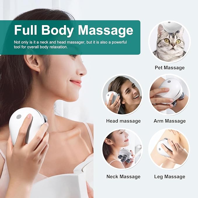 Gadgetshor Rechargeable Scalp Massager – 3-Speed Head & Body Massage Machine | Hair Growth & Stress Relief | Portable & Handheld (Random Color)