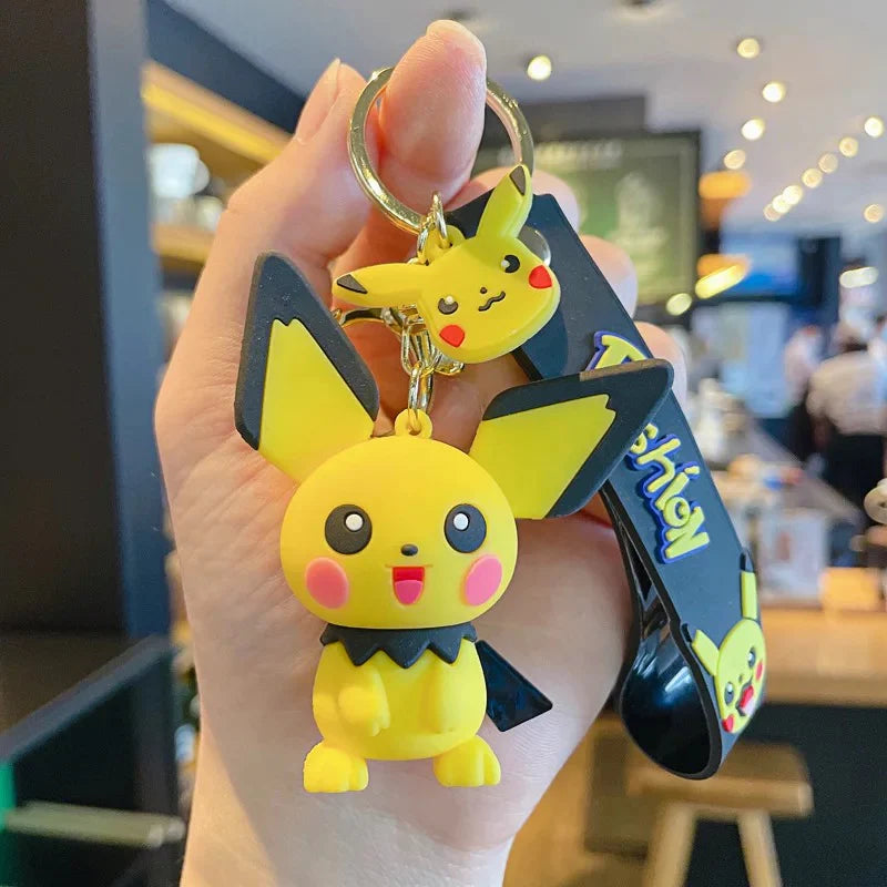 Gadgetshor Cute 3D Key Chain Pikachu Family