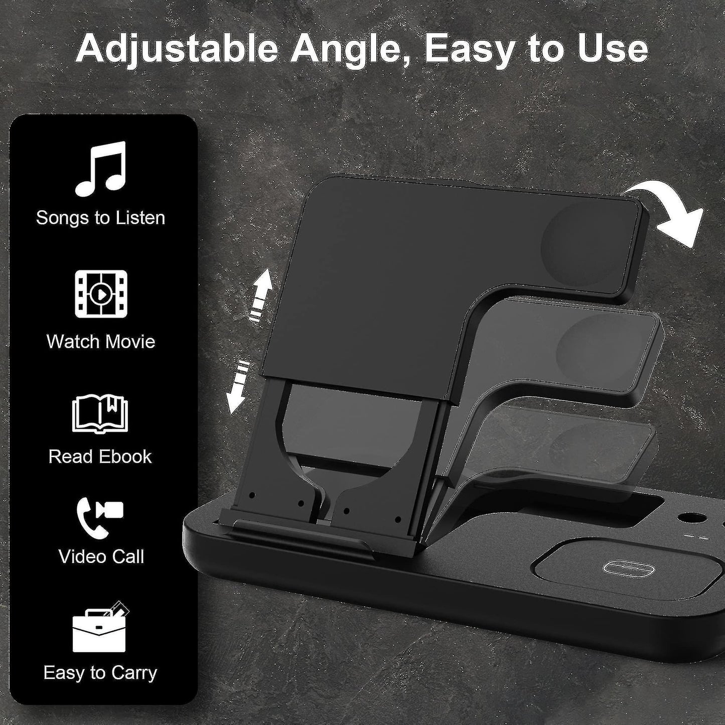 GADGETSHOR 4 in 1 Wireless Foldable Fast Charger with Wirless Charging for iPhone, Airpods & iWatch