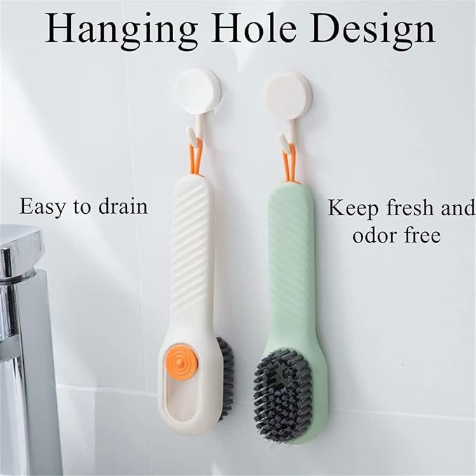 Gadgetshor Multipurpose Soap Dispensing Cleaning Brush with Handle – Reusable Scrubbing Brush for Shoes, Clothes & Household Cleaning 🧽🧼